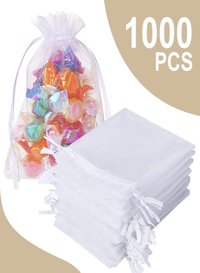 Woanger 1000 Pcs White Organza Bags 3 x 4 Inches Mesh Drawstring Favor Bags for Jewelry Bracelets Candy Party Favor Small Gift - Image 4